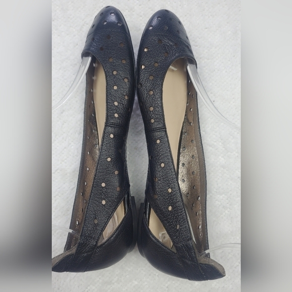 Bundle Only: Nine West Sz 7M Black Leather Ballerina Flats Silver Lining Cap Toe - Picture 5 of 10
